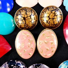 RETRO Vintage Metal Enamel Earrings Lot 14 Pairs Coloful Post Earrings Red Blue