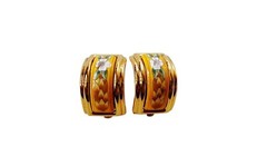 Hermès Cloisonné Luxury Enamel Women’s Yellow Gold-Tone Clip-on Earrings