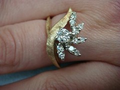 ANTIQUE LADIES FREE STYLE RING VERY CLEAN EUROPIAN CUT DIAMOND 3.7 GRAMS SIZE 6