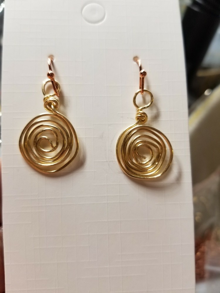 Handmade Spiral french brass new rose gold filled wires and new stoppers