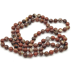 Jasper Stone Varied Brown Hues Hand Knotted Beaded Over the Head Necklace 30 In