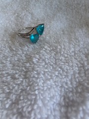 BLUE HEART STONES DIAMOND ACCENT 925 STAMPED PLATED ring size 8