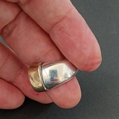 Vintage Silver Rolled Gold Modernist Dome Bשמג Ring Asymmetric Architectural 925