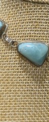 925 Sterling Silver Larimar Blue Stone Link Bracelet 9.5″ 7.95g Adjustable