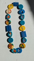 Chunky Vintage Mod Lucite Resin Statement Necklace – Geometric – Teal Blue…