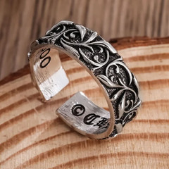 1pc Vintage Open Style Eternal Ring Adjustable Antique Silver Couple Gift – NEW