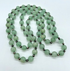 VTG Green Aventurine silver spacers layering endless necklace 32″