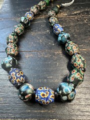 Vintage Nepal Millefiori Beads Statement Necklace – Large Old Glass Beads Stran