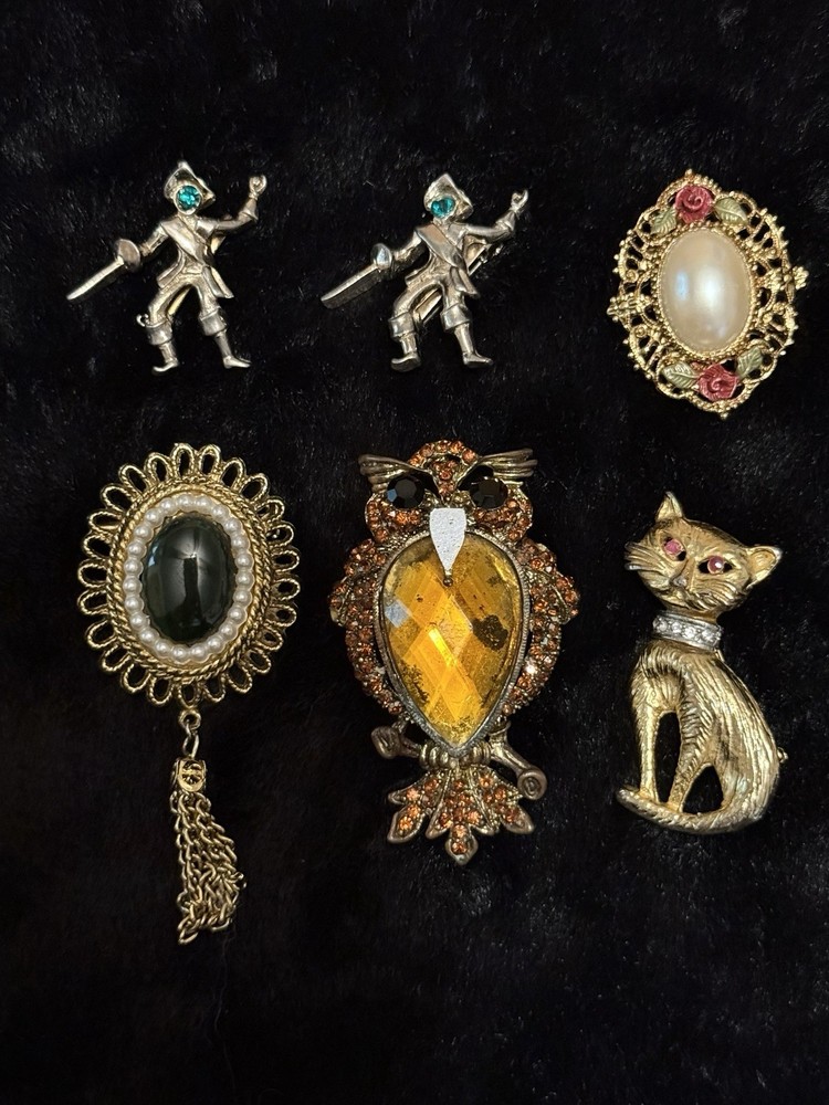 Vintage Brooch Estimated 1950s 1970s Figural & Filigree Estate Jewelry Lot