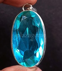 81.05 Carat Natural Blue Topaz Certified Oval 925 Solid Silver Pendant Gems 5ARZ