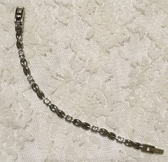 Vintage Anne Kein Chain Bracelet Silver Tone Rhinestone Accents Fold over