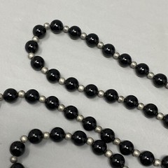 Beaded Stone Necklace Black Gemstone Endless Chakra Energy Silver Tone Spacer