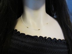 Vintage White Enamel Chain Necklace- Boston Link- Tiny Gold Beads- Minimalist