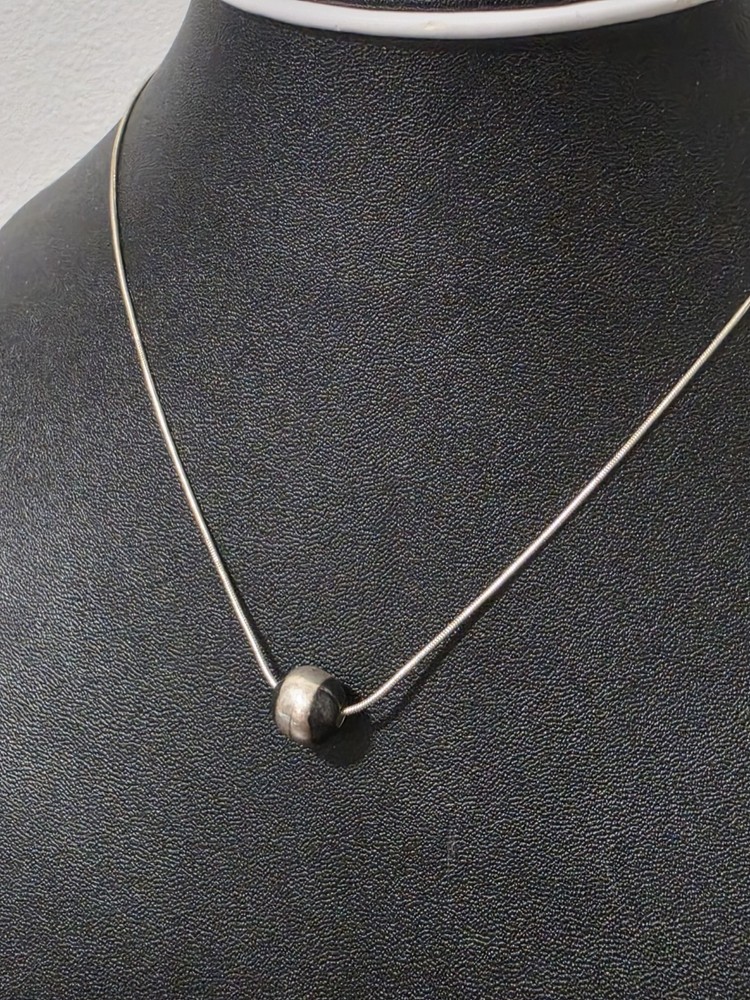 VINTAGE ESTATE STERLING SILVER 925 ITALY SLIDING BALL CHAIN NECKLACE 16”