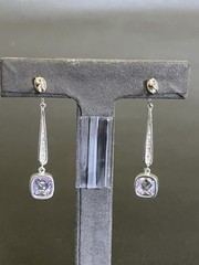 Vintage Signed 925 Silver Amethyst Marcasite Dangle Earrings February Birthstone