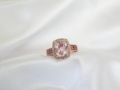 Rose Gold on Sterling Silver 925 Natural Irradiated Morganite Size 6 Ring