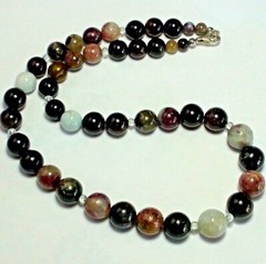 402.10 CT 100% NATURAL FANCY TOURMALINE, AQUAMARINE 925 SILVER CLASP NECKLACE.