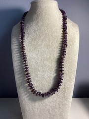 INCREDABLE AUTHENTIC NATURAL AMETHYST LARGE STONE BEAD NECKLACE MUST SEE NR