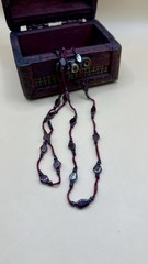 Genuine Almandine Garnet Unusual Geometric Rhombus Bead Necklace Clasp-Free