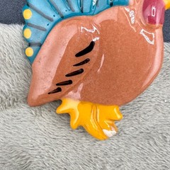 Vintage Flying Colors Turkey Brooch Thanksgiving Gobble
