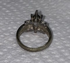 Signed ring, Korea 925 And Other Symbols, Clear Gems Marquis/Round Sz 6