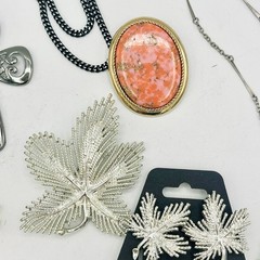 Sarah Coventry Lot Necklace Bracelet Brooch Earrings Hematite Leaf Silver Gold