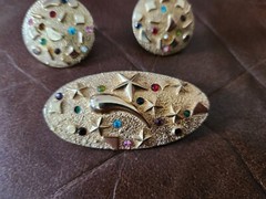 Vtg Accessocraft Confetti Paint Palate Earrings & Brooch PIN SET MCM