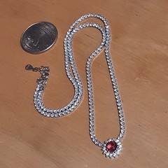 Vintage Sterling Silver Halo Pendant Tennis Necklace 18In Cz OLD STOCK 925 A24