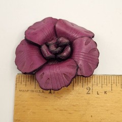 Vintage Brooch Pin Rose Leather Floral Estate Find 3D multi-dimensional 2.25″