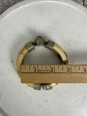 Bangle Bracelet Womens 3″ Ornate Brass Clamper Horn Bone Stone Gem