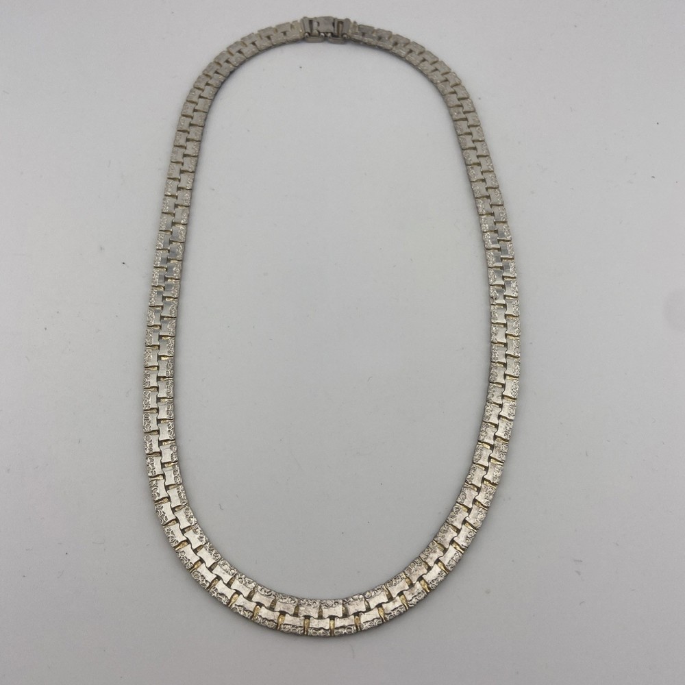 Tennis Chain Necklace 18″ Silver Tone Long Chain Wide Unisex
