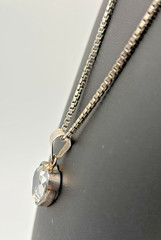 Vintage Faceted Clear Quartz Heart Set in Sterling Bezel on a 20″ Chain 9.5 Gr