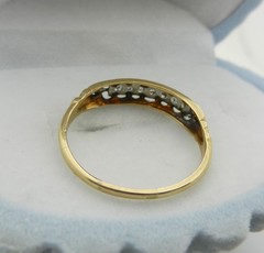 Antique Art Deco 14k Yellow Gold & Platinum Diamonds Wedding Band Ring Size 8