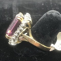 Vintage 18KT GE Gold Plated Purple Austrain Crystal Clear Acc Ring varied sizes