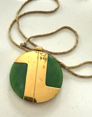 Vintage LANVIN PARIS Green Bold Pendant Necklace