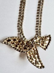 1950s-1960s Vintage Topaz & Aurora Borealis Rhinestone Necklace Earrings Set