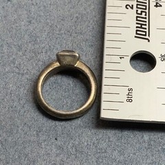 Smoky Square Rhinestone Ring Size 6 Grey Dark Silver Vintage Retro Bling Glam