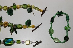 Vintage to now lot of 4 glass plastic metal beaded bracelets