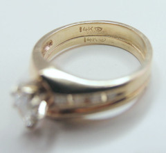 Vintage 14k Yellow Gold 9 Stone Diamond .66ctw Wedding Set Lady’s Ring Size 4.5