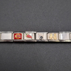 9mm Italian Charm Bracelet Stainless Steel Modular Links Red Pepper Bowling etc.
