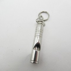 Silver Tone Plated Metal Whistle Pendant Vintage