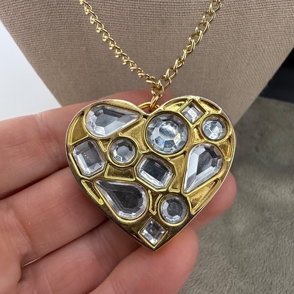 Juicy Couture Necklace Heart Empty Solid Rhinestone Gold Tone 42”