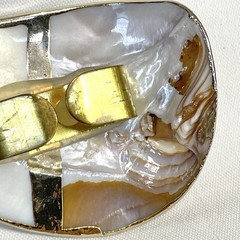 Handmade Abalone Shell Scarf Slide Buckle Gold Tone Boho Coastal Western
