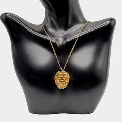 Pinecone Articulated Pendant w Chain Woodland Holiday Nature Gold Tone Necklace