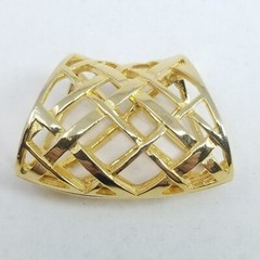 Vintage Gold Tone Scarf Necklace Slide, Woven Open Work Design, Retro Estate