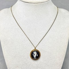 Vintage Wedgwood Black & White Jasperware Fairy Angel Necklace & Earrings Set