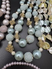 TITLE Vintage Pastel Beaded Jewelry Lot Necklaces Earrings Pearl Glam Retro