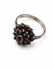 Vintage Bohemian Garnet Ring Sterling Silver Gold Vermeil Cluster Size 8.25