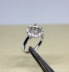 Art Deco 1-3.00ct Engagement Setting 18k White Gold 4g. Hey-Low 0.50ct Size 6.75