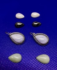 KJL Kenneth Jay Lane Interchangeable Tear Cut Semi Precious Lever-back Earrings